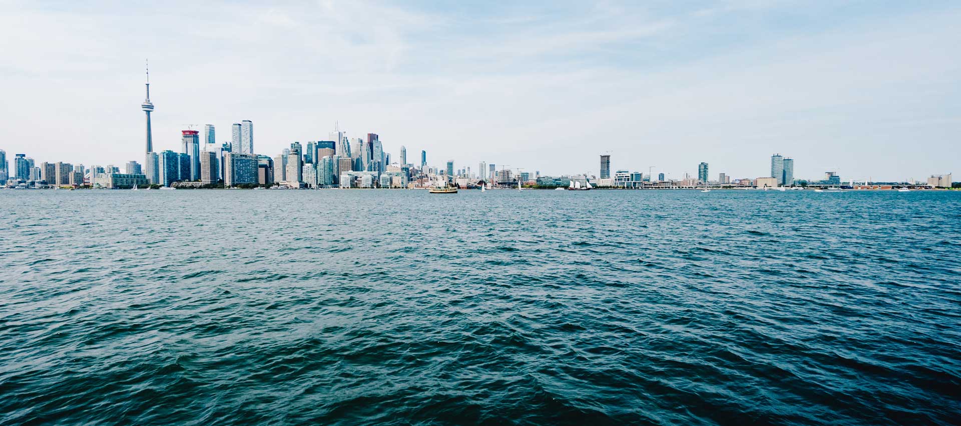 toronto skyline from lake ontario